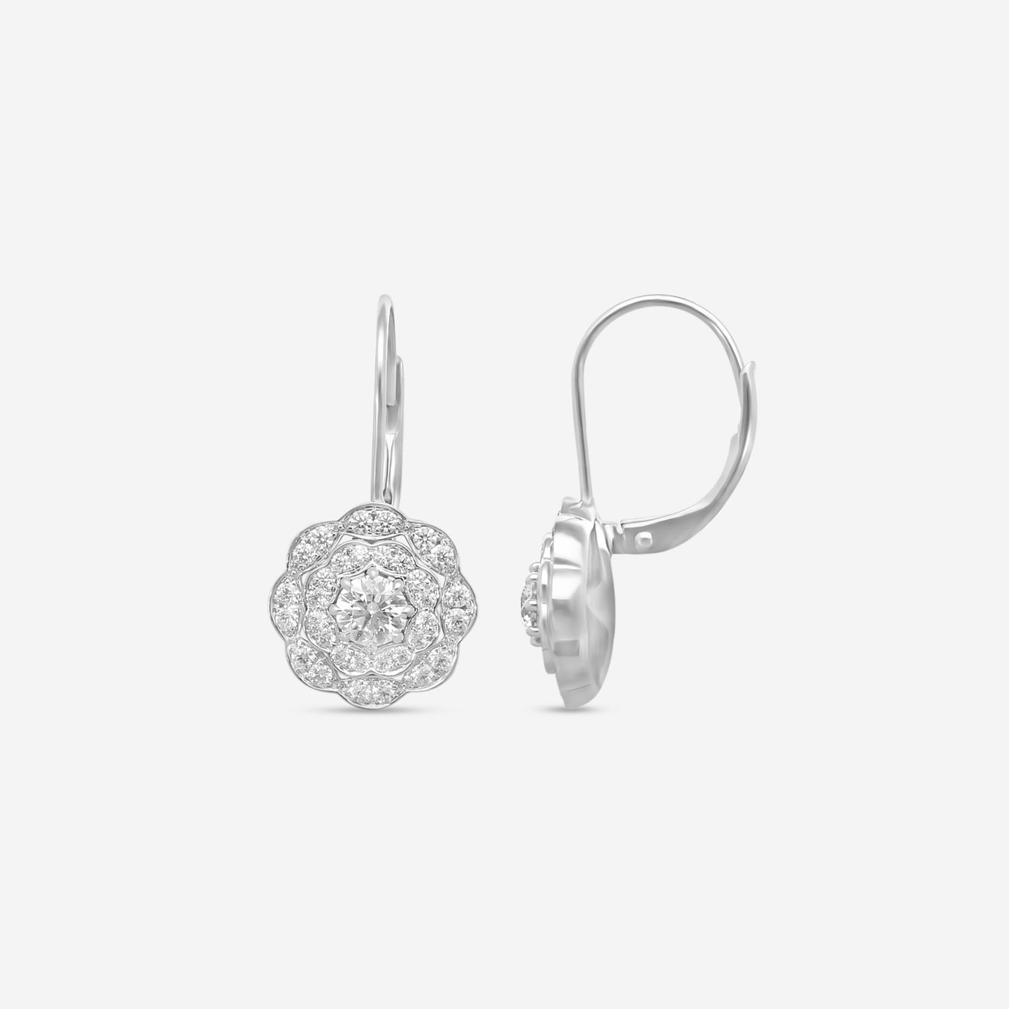 Hearts on Fire - 18k White Gold Lorelei Double Halo Diamond Drop Earrings .71 ctw HFELORDBLDH00718W