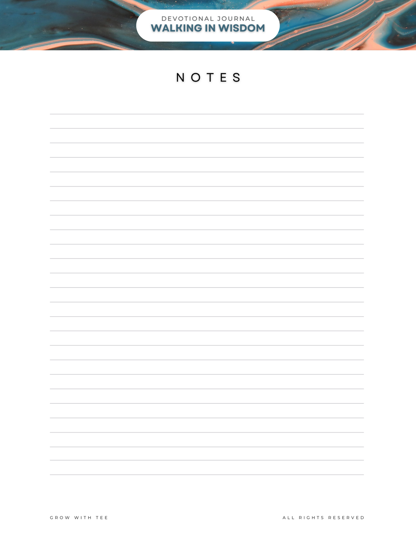 Walking In Wisdom - 30 Day Devotional Journal - Digital Download