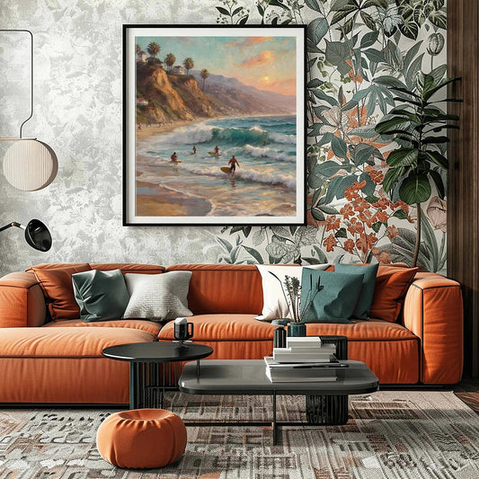 Malibu Surf Sunset: Iconic California Beach & Pacific Ocean Oil Painting