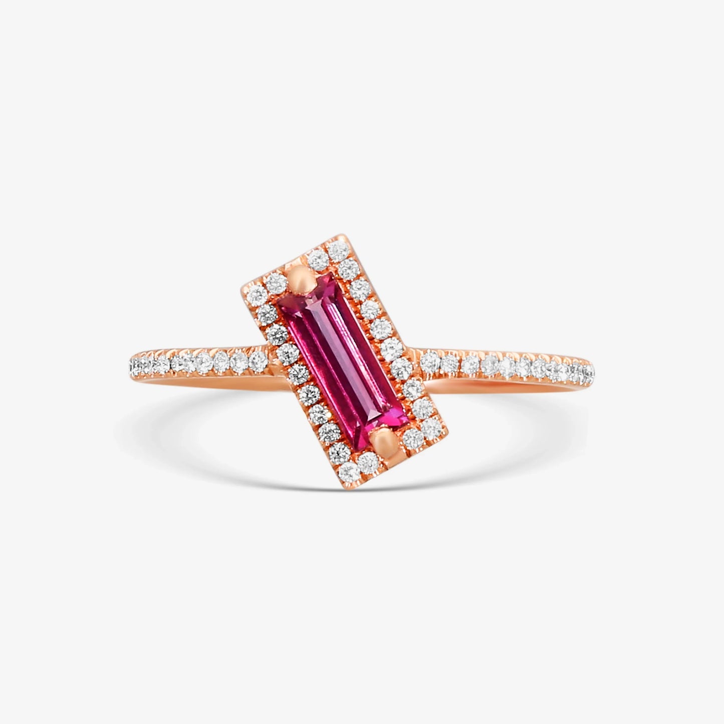 SUZANNE KALAN - 14K Rose Gold Diamond and Pink Topaz Ring (Gross: 1.2gr.; DIA: 0.22 ct. twd.) - PR543-RGPT
Ring Size: 6.5