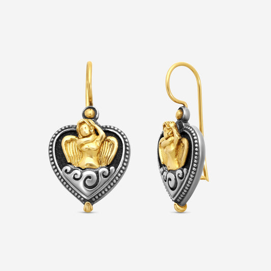 "KONSTANTINO - ""Angelic"" Sterling Silver & 18k Yellow Gold Earrings - SKMK3185-130 Earring Dimensions: 1.00 x 0.62 in."