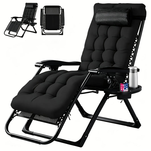Zero Gravity Recliner Chair Foldable Patio Lounge w/Cup Holder & Cushion