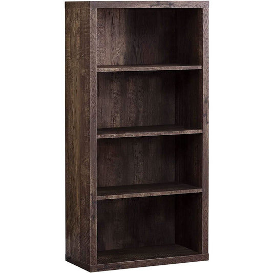 Adjustable 3 Shelf Bookcase 48H Brown Laminate Finish
