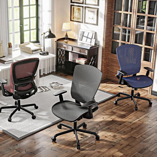 Grey Ergonomic Mesh Office Chair With Lumbar Support