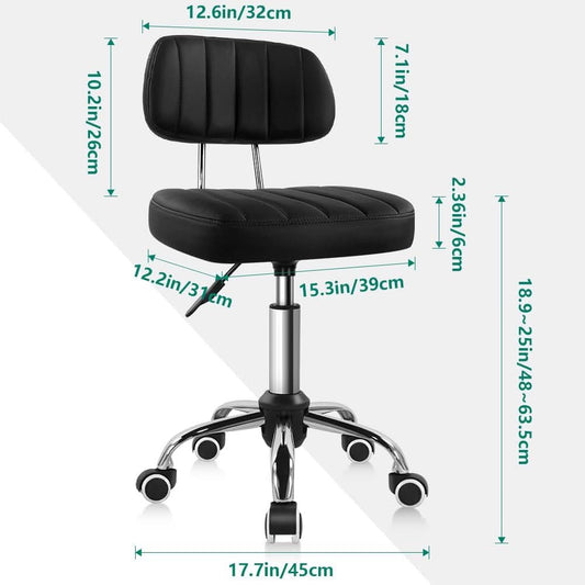 Black Height Adjustable Swivel Stool With Back Support