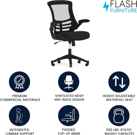 Mid Back Ergonomic Office Chair With Adjustable Height