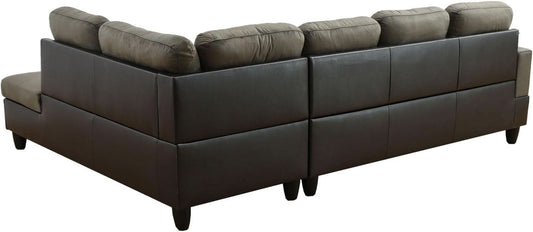 Taupe 105 Inch L Shaped Sectional Sofa With Storage Ottoman