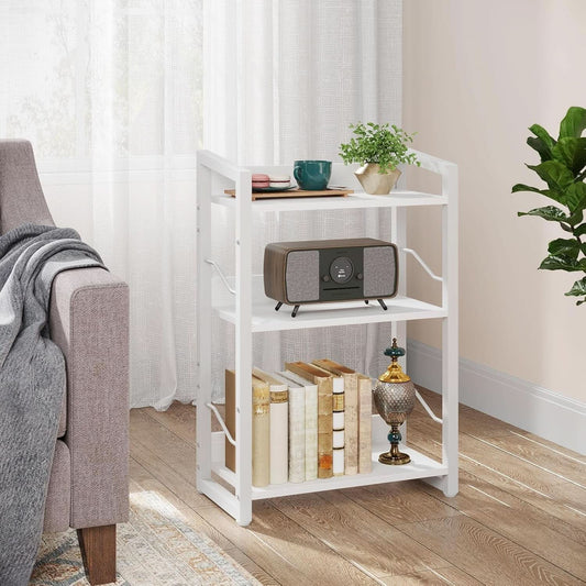 White 3 Tier Bookshelf for Small Space Living Room