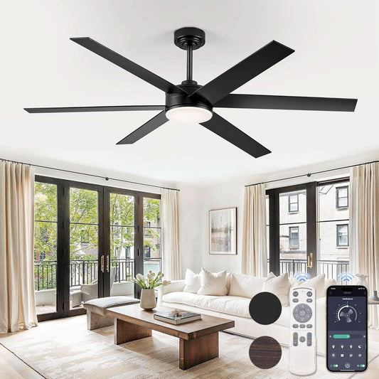 60 Inch Black Ceiling Fan With Lights Remote DC Motor