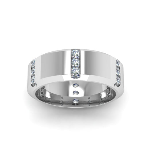 Channel Set 3 Stone Mens Anniversary Ring