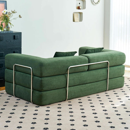 Convertible Floor Sofa Bed Comfy Corduroy Design Green