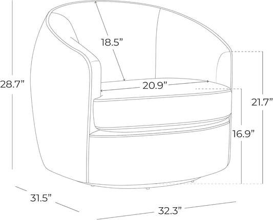 Swivel Barrel Chair Cream Upholstered Fully Assembled