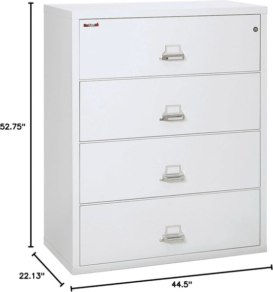 White 4 Drawer Fire Safe Lateral File Cabinet 1 Hour
