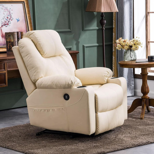 Power Lift Recliner Chair With Massage And Heat Cream White