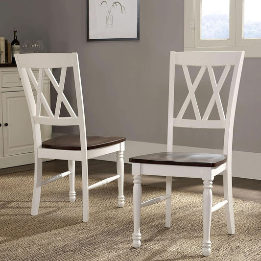 Shelby Distressed White X Back Dining Chairs Set Of 2