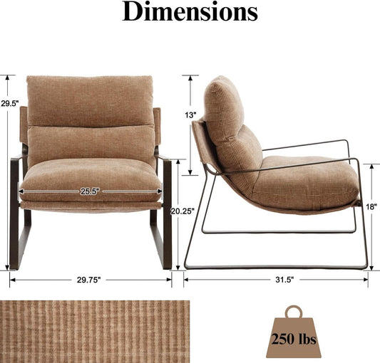 Khaki Chenille Upholstered Accent Chair Bundle Set