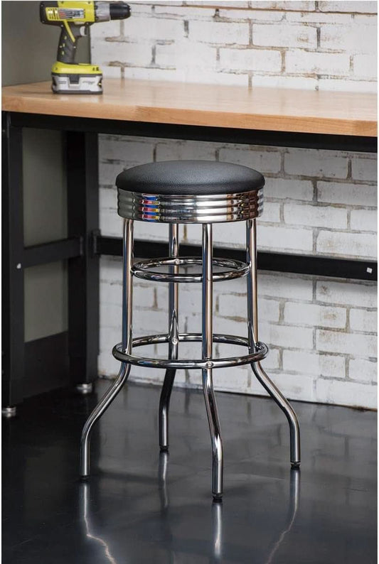 Heavy Duty 30 Inch Backless Swivel Bar Stool Chrome Finish