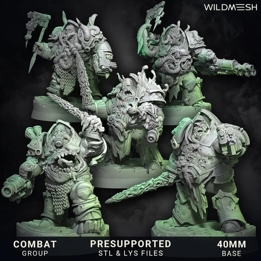 Chaos Plague - Annihilators Unit by Wild Mesh 28/32mm Heroic Scale Miniature, 45mm tall, 10 Units, Proxy, Grimdark, Sci-Fi, OPR