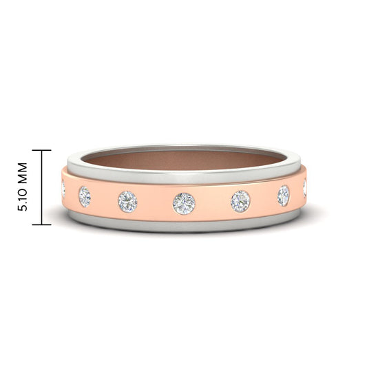 Mens Two Tone Bezel Stone Wedding Ring