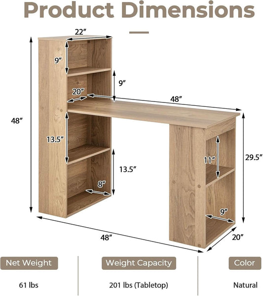Modern Compact Computer Desk with Storage Shelves and Workstation
