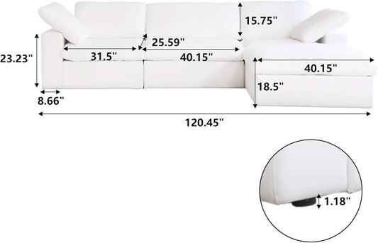 Modern L Shape Cloud Sofa Comfortable Convertible Sectional Couch