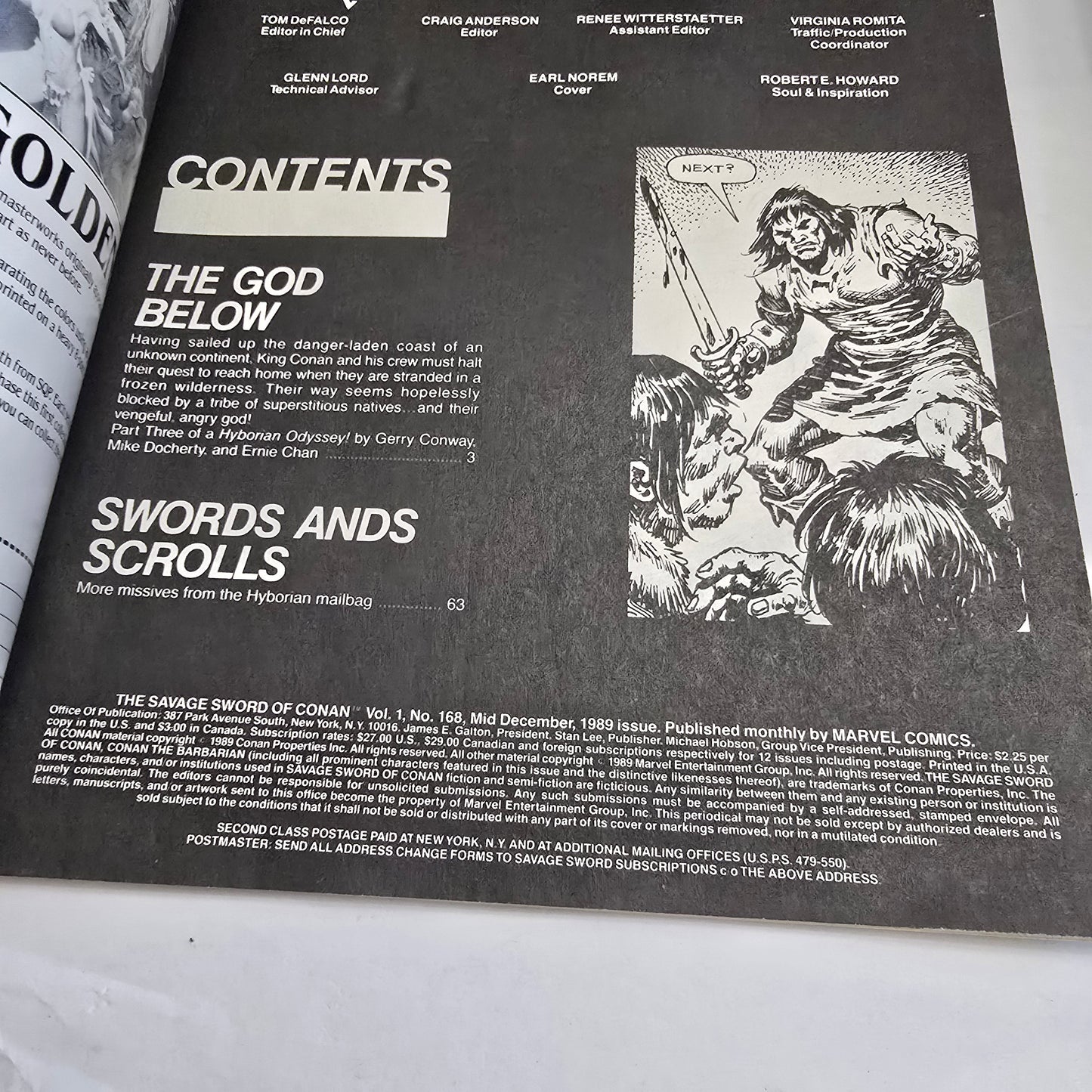 Savage Sword of Conan #168 (Dec 1989) Marvel Magazine