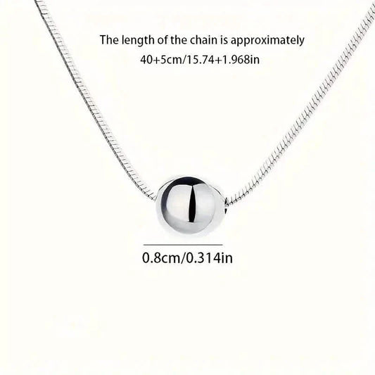 Simple Retro Bohemian Style 925 Sterling Silver Necklace with Small Ball Pendant