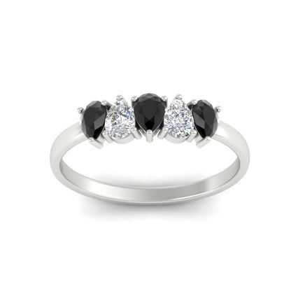 0.75 Carat 5 Stone Wedding Band Diamond Teardrop