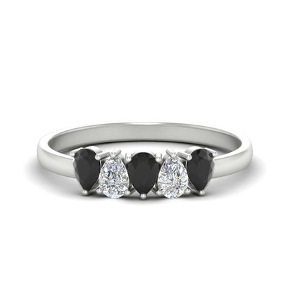 0.75 Carat 5 Stone Wedding Band Diamond Teardrop