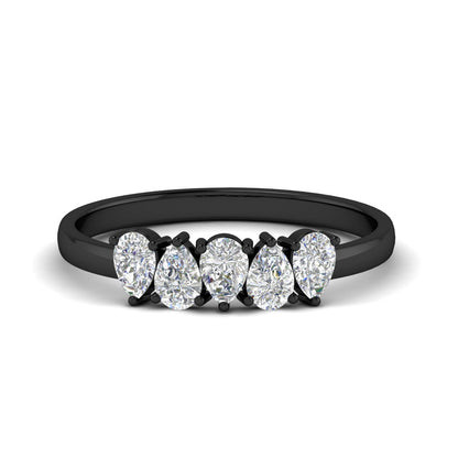 0.75 Carat 5 Stone Wedding Band Diamond Teardrop