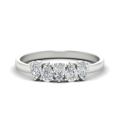 0.75 Carat 5 Stone Wedding Band Diamond Teardrop