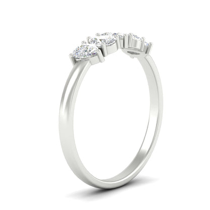 0.75 Carat 5 Stone Wedding Band Diamond Teardrop