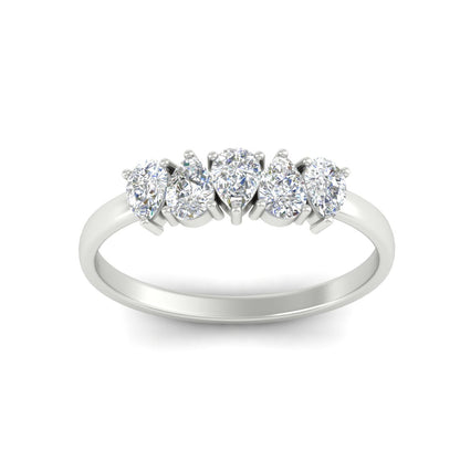 0.75 Carat 5 Stone Wedding Band Diamond Teardrop