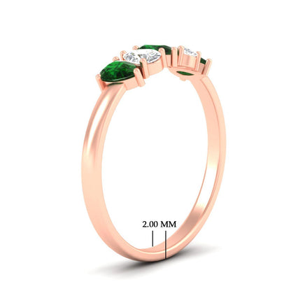 0.75 Carat 5 Stone Wedding Band Diamond Teardrop