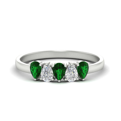 0.75 Carat 5 Stone Wedding Band Diamond Teardrop