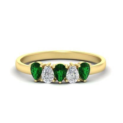 0.75 Carat 5 Stone Wedding Band Diamond Teardrop