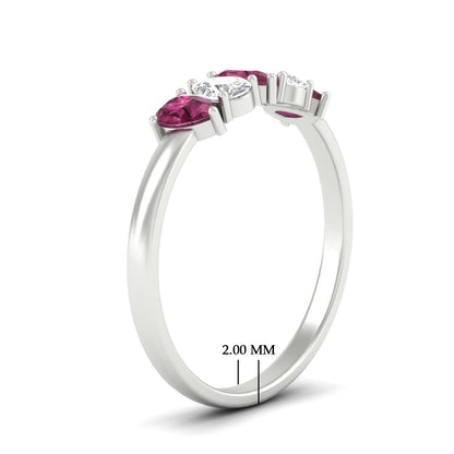 0.75 Carat 5 Stone Wedding Band Diamond Teardrop