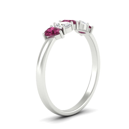 0.75 Carat 5 Stone Wedding Band Diamond Teardrop