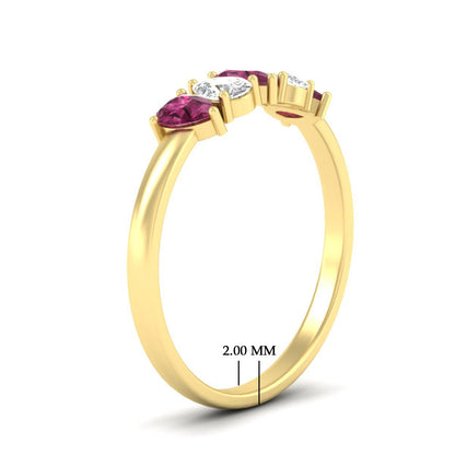 0.75 Carat 5 Stone Wedding Band Diamond Teardrop