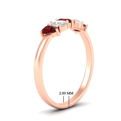0.75 Carat 5 Stone Wedding Band Diamond Teardrop