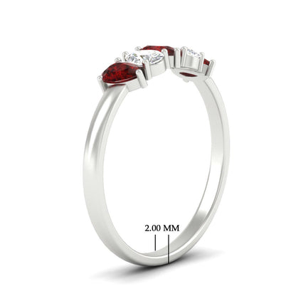 0.75 Carat 5 Stone Wedding Band Diamond Teardrop