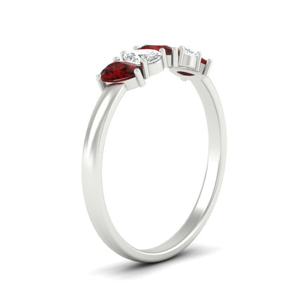 0.75 Carat 5 Stone Wedding Band Diamond Teardrop