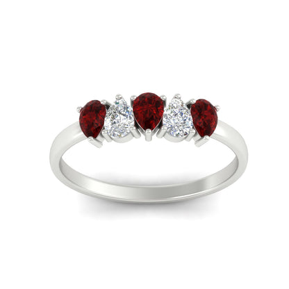 0.75 Carat 5 Stone Wedding Band Diamond Teardrop