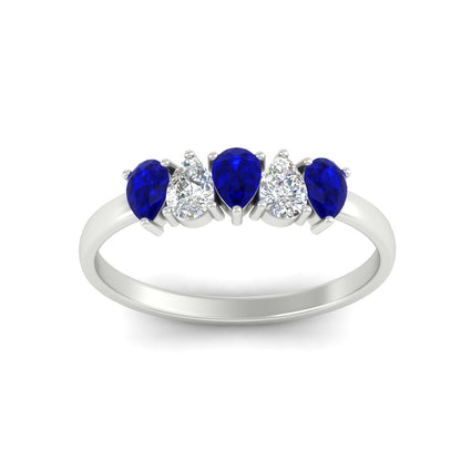 0.75 Carat 5 Stone Wedding Band Diamond Teardrop