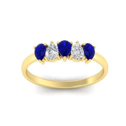 0.75 Carat 5 Stone Wedding Band Diamond Teardrop