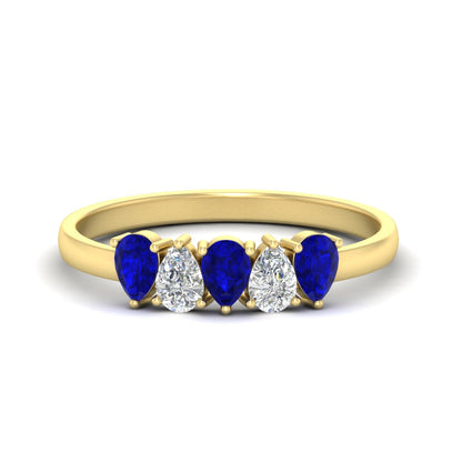 0.75 Carat 5 Stone Wedding Band Diamond Teardrop