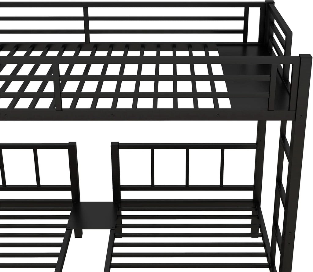 Triple Bunk Bed For Kids Metal Twin Over Twin Black