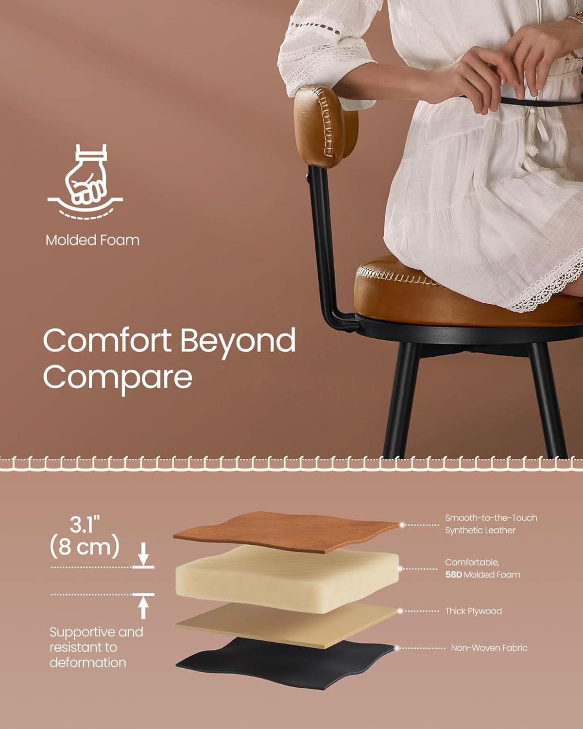 Swivel Bar Stools Set of Two for Kitchen