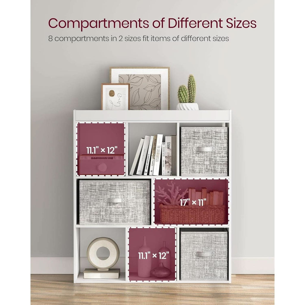White Bookcase With 8 Open Compartments Freestanding Storage Shelf 11x35.4x39.4