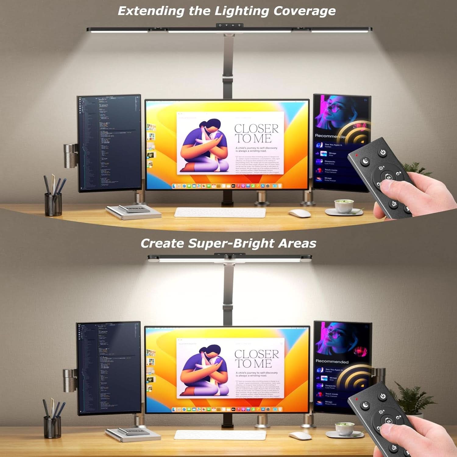 LED Desk Lamp With Clamp Stepless Dimming Home Office